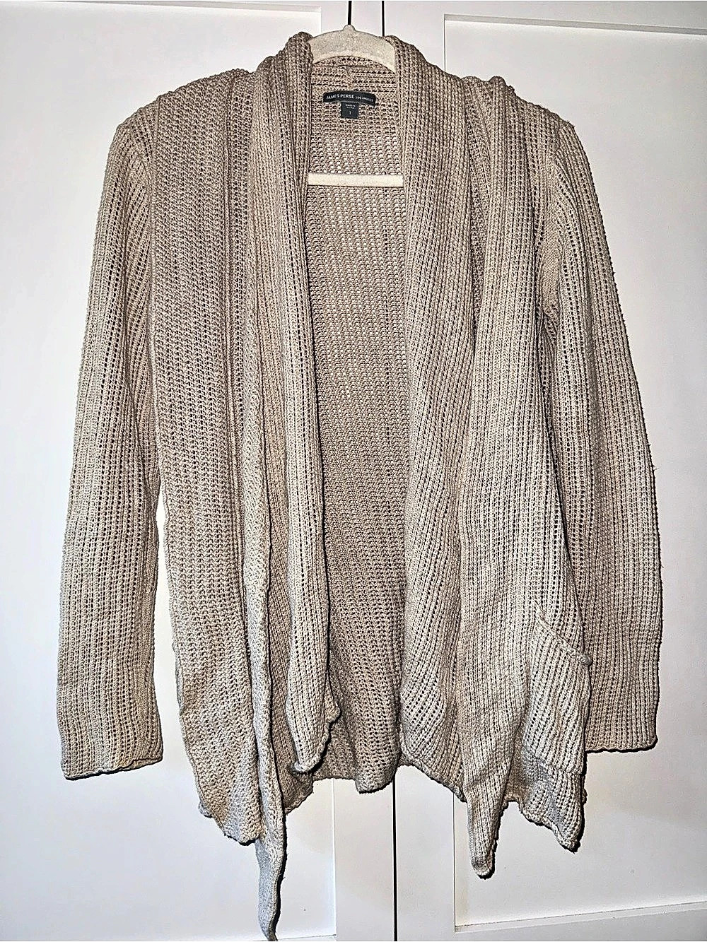 James Perse Linen/Cotton Blend Open Knit Cardigan